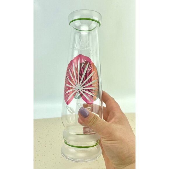 Vintage tall vase, etched glass, lily pads design, cut to clear glass - Picture 2 of 10